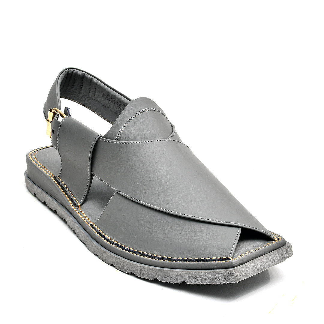 LEATHER PESHAWARI CHAPPAL - ATG-0007 GREY