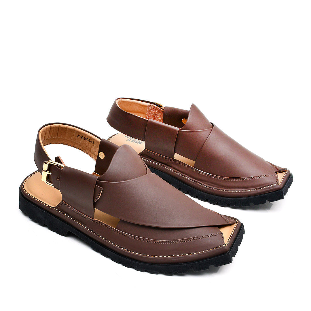 LEATHER PESHAWARI CHAPPAL - ATG0004 - COFFEE