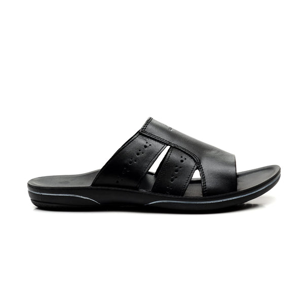 LEATHER SLIPPER - GR-1428 BLACK