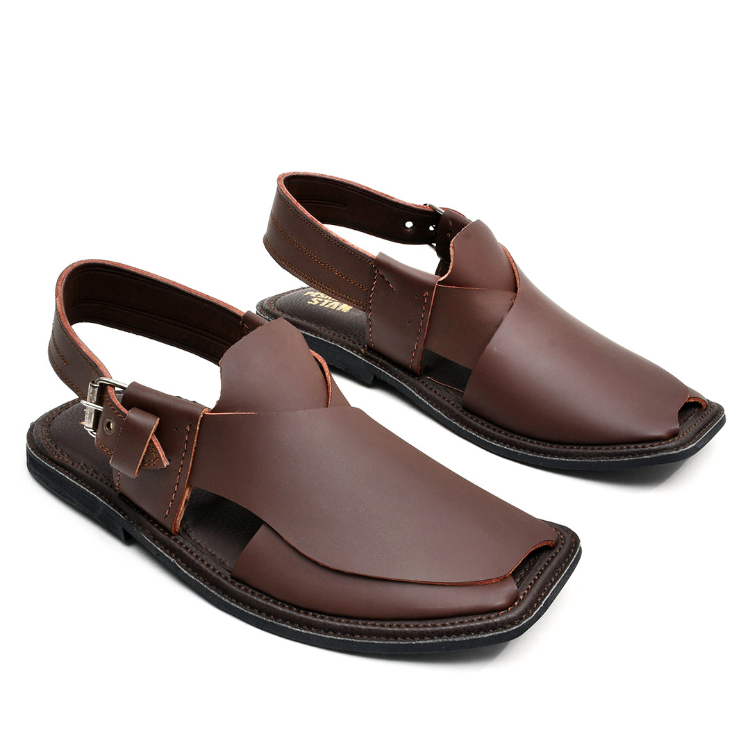 LEATHER PESHAWARI CHAPPAL - ATG-0008 COFFEE