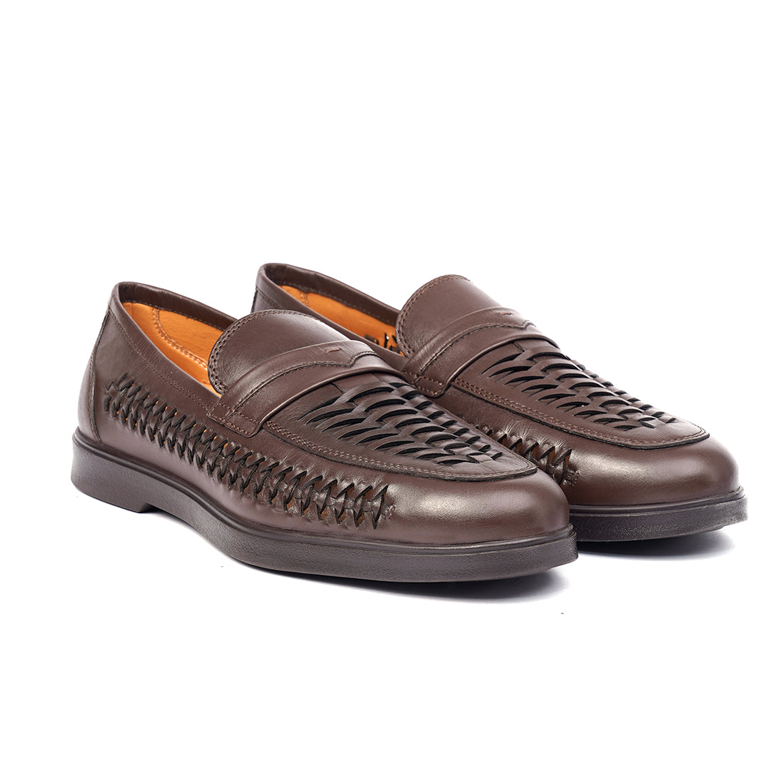 LEATHER SHOES - LBY-007 BROWN
