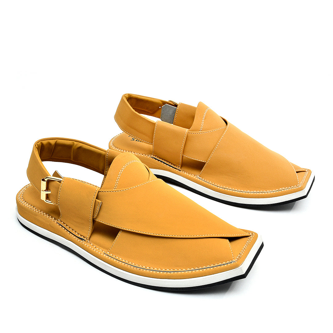 LEATHER PESHAWARI CHAPPAL - ATG0006 - YELLOW