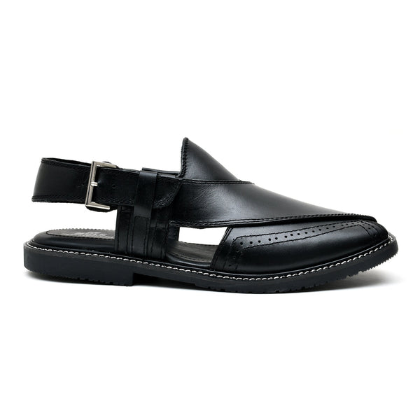 LEATHER PESHAWARI CHAPPAL - FRG0002 - BLACK
