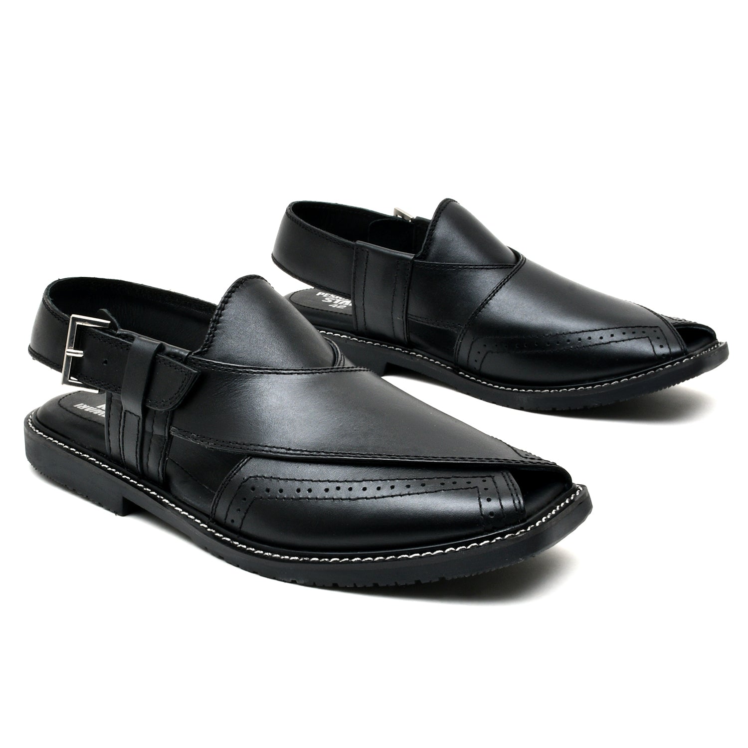 LEATHER PESHAWARI CHAPPAL - FRG0002 - BLACK