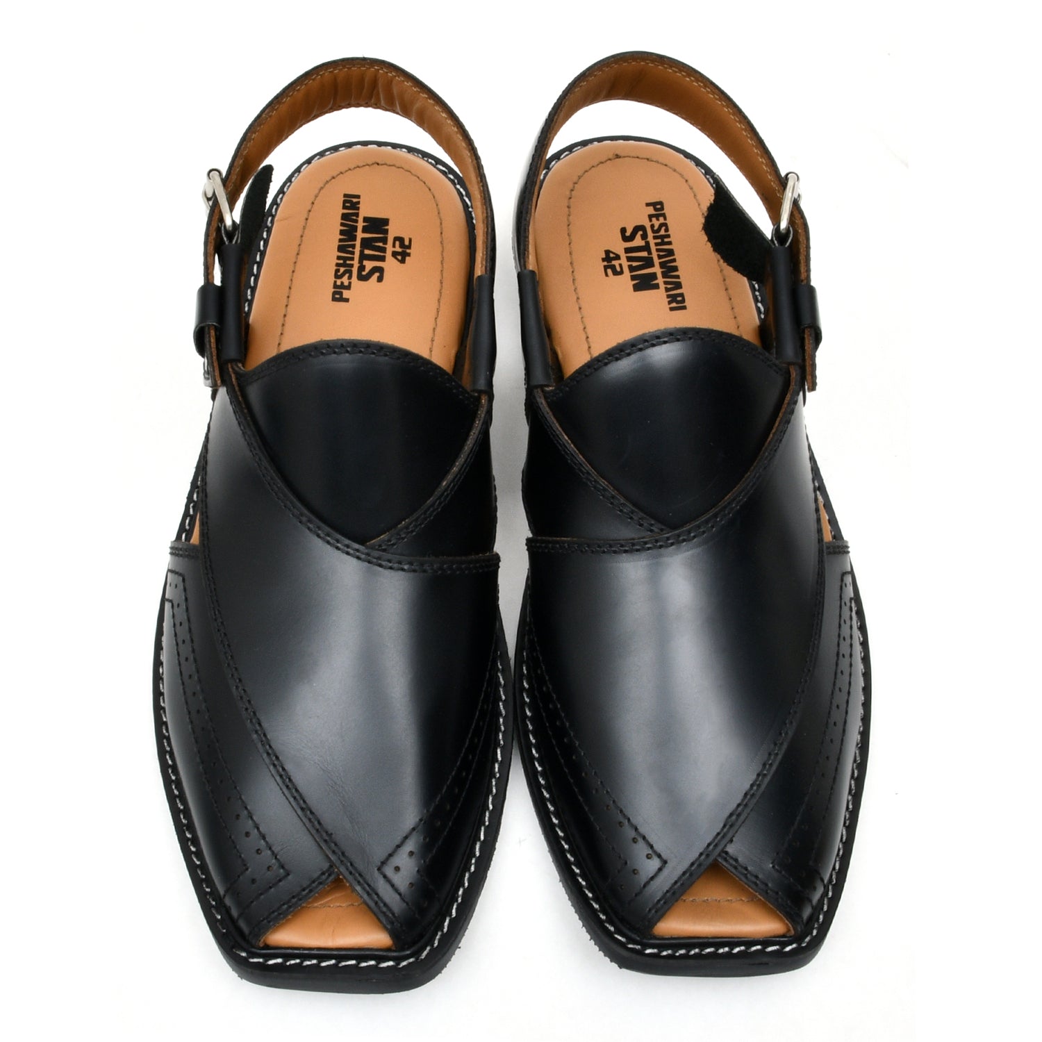 LEATHER PESHAWARI CHAPPAL - FRG0001 - BLACK