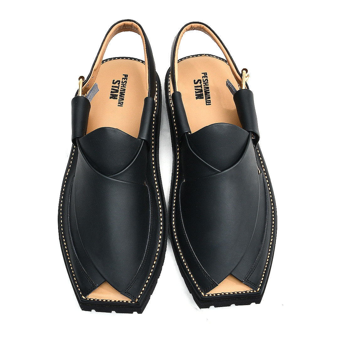 LEATHER PESHAWARI CHAPPAL - ATG0004 - BLACK