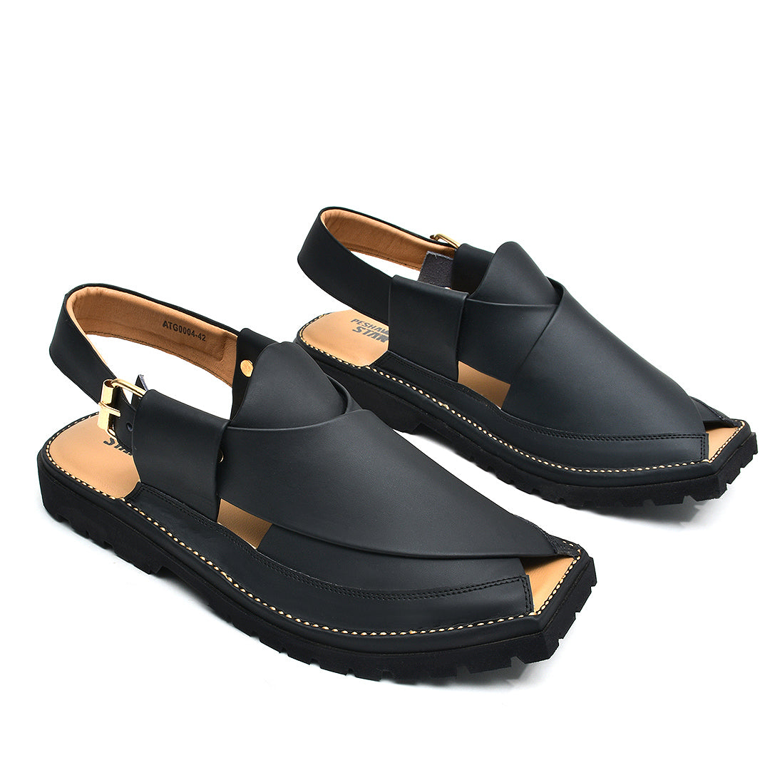 LEATHER PESHAWARI CHAPPAL - ATG0004 - BLACK
