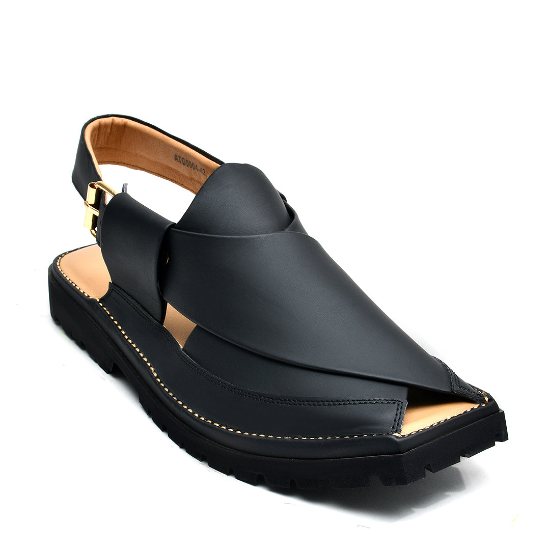 LEATHER PESHAWARI CHAPPAL - ATG0004 - BLACK