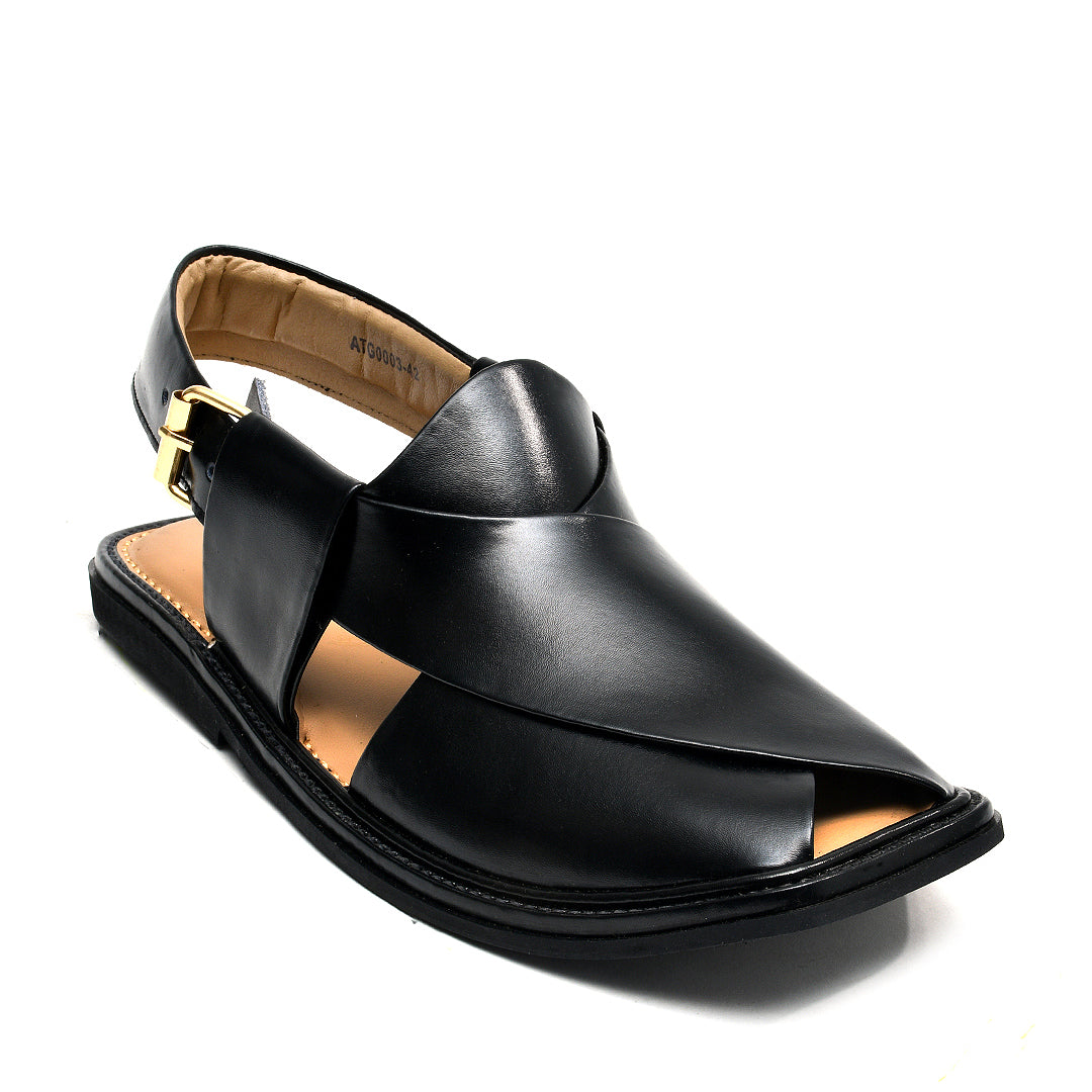 LEATHER PESHAWARI CHAPPAL - ATG0003 - BLACK