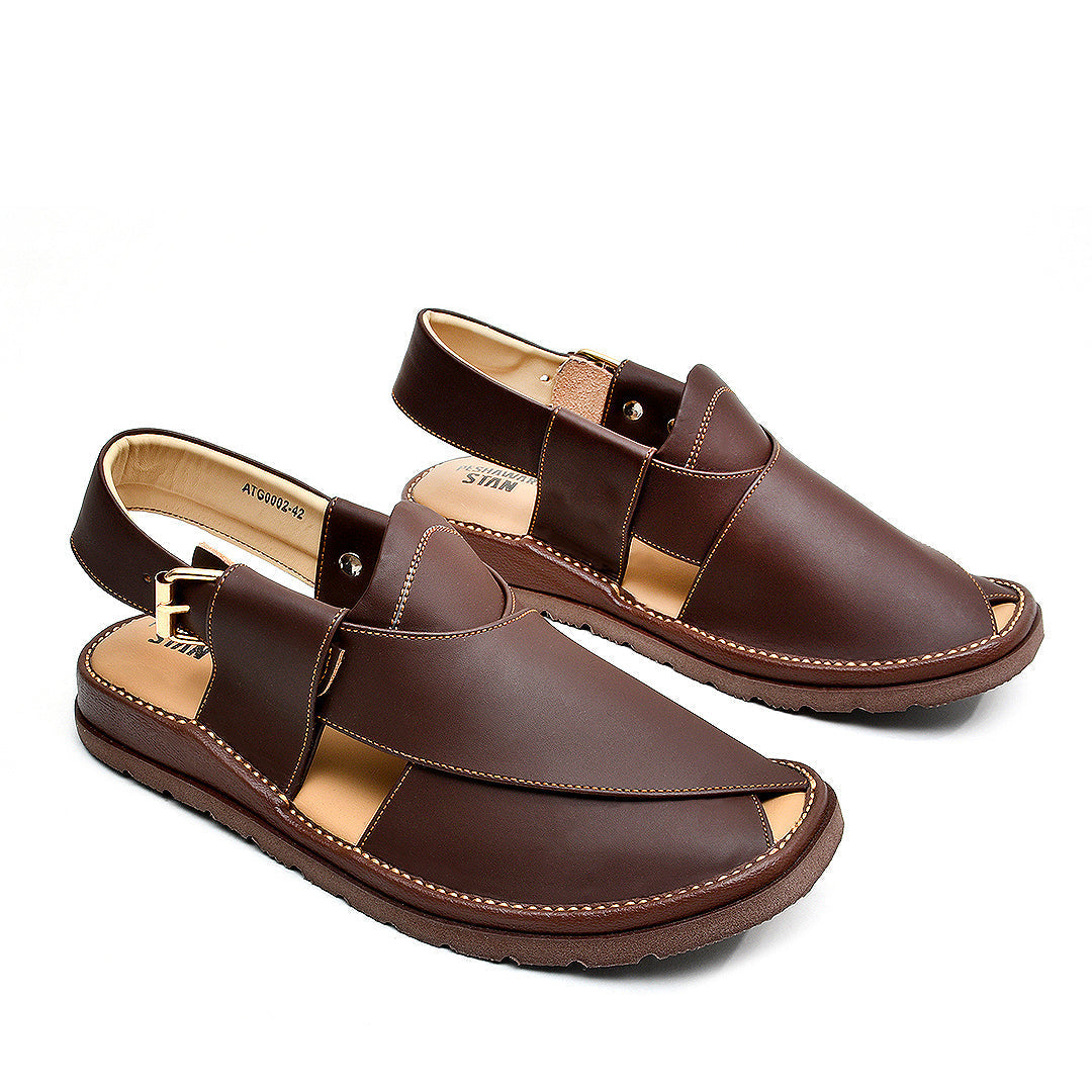LEATHER PESHAWARI CHAPPAL - ATG0002 - COFFEE