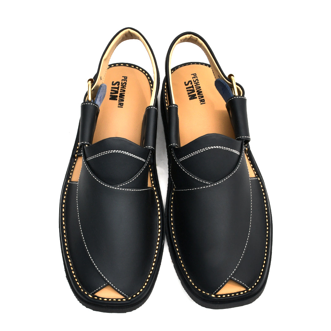 LEATHER PESHAWARI CHAPPAL - ATG0002 - BLACK