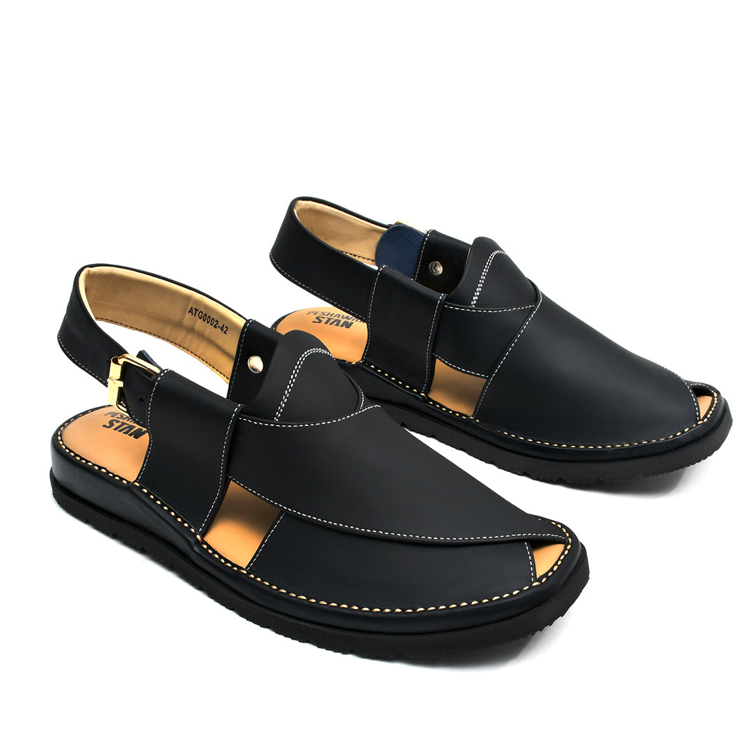 LEATHER PESHAWARI CHAPPAL - ATG0002 - BLACK