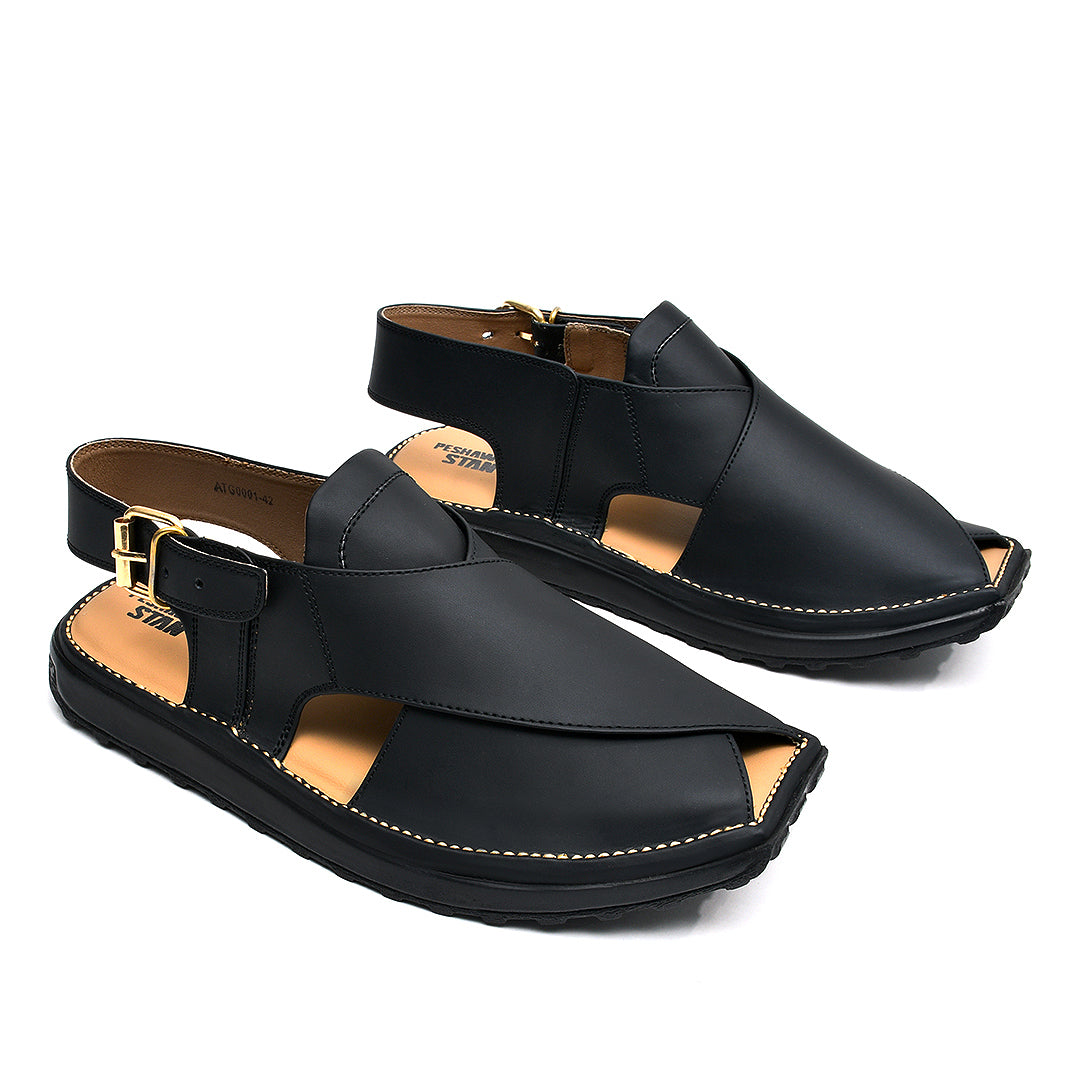 LEATHER PESHAWARI CHAPPAL - ATG0001 - BLACK