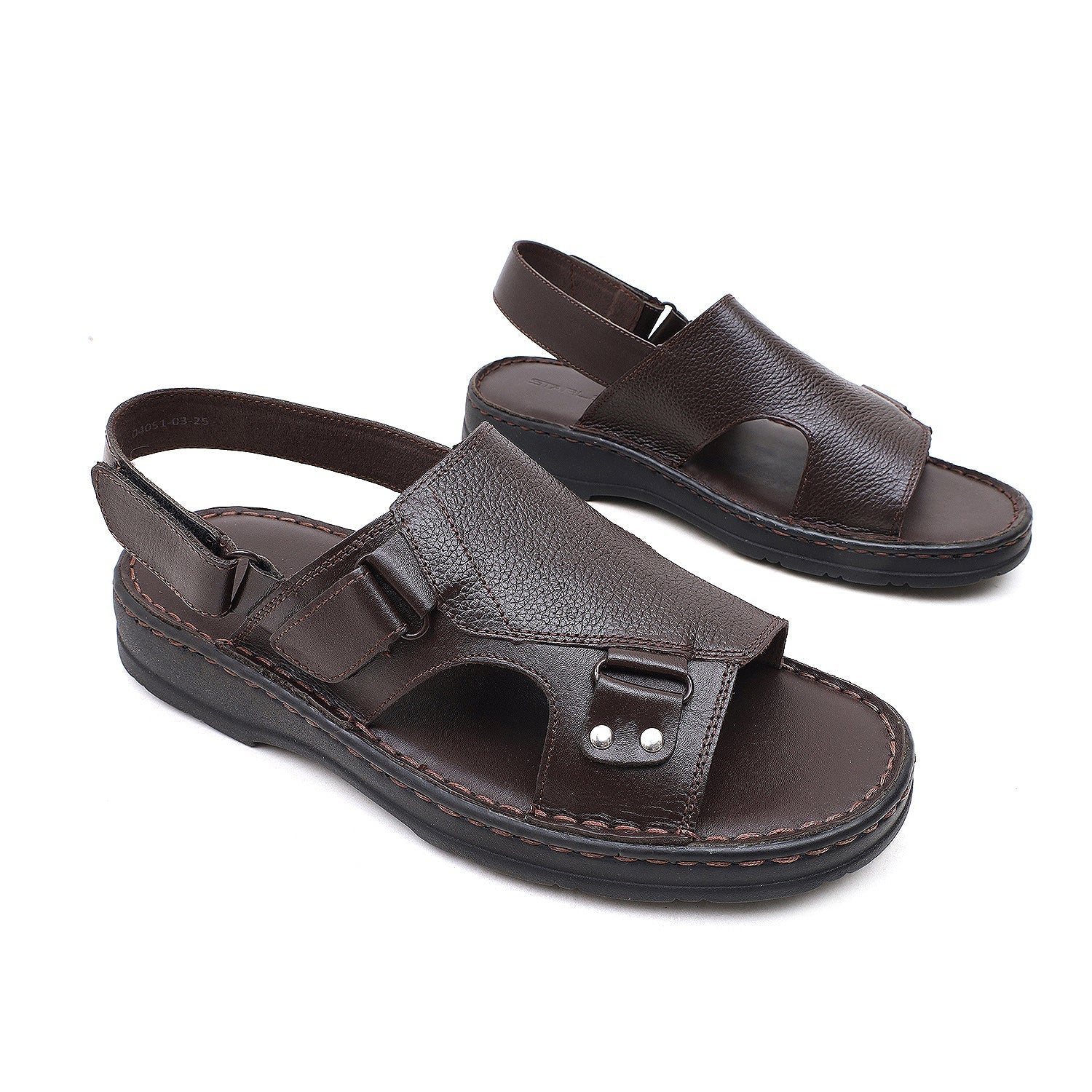 LEATHER SANDAL - 04051 BROWN
