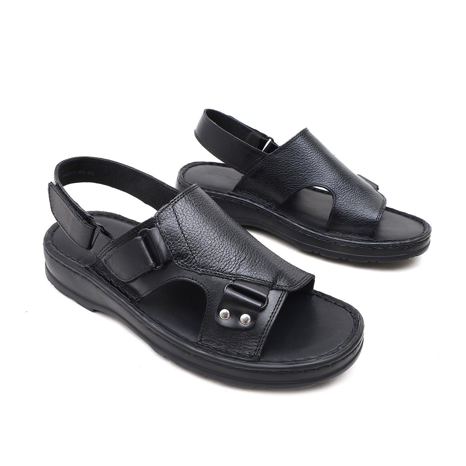 LEATHER SANDAL - 04051 BLACK