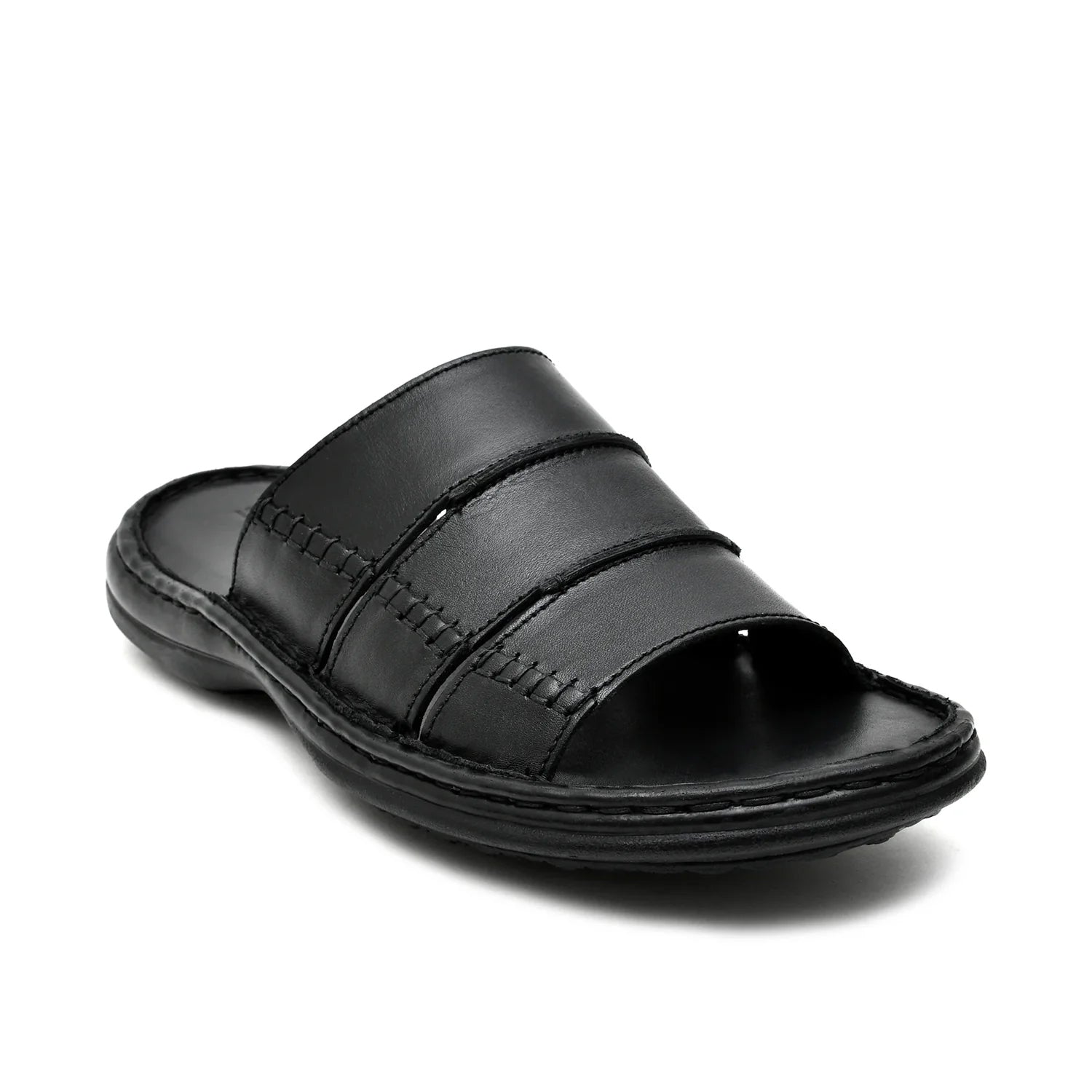LEATHER SLIPPER - 6042 BLACK