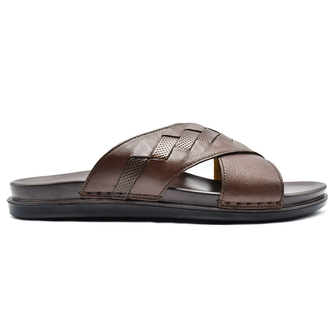 LEATHER SLIPPER - AR-009 BROWN