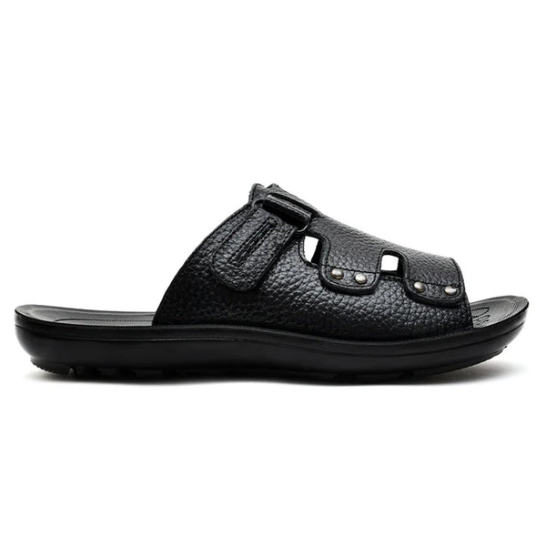 LEATHER SLIPPER - SP- 317 BLACK