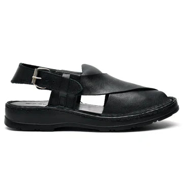 LEATHER PESHAWARI  CHAPPAL - 04006P BLACK