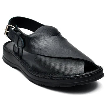 LEATHER PESHAWARI  CHAPPAL - 04006P BLACK