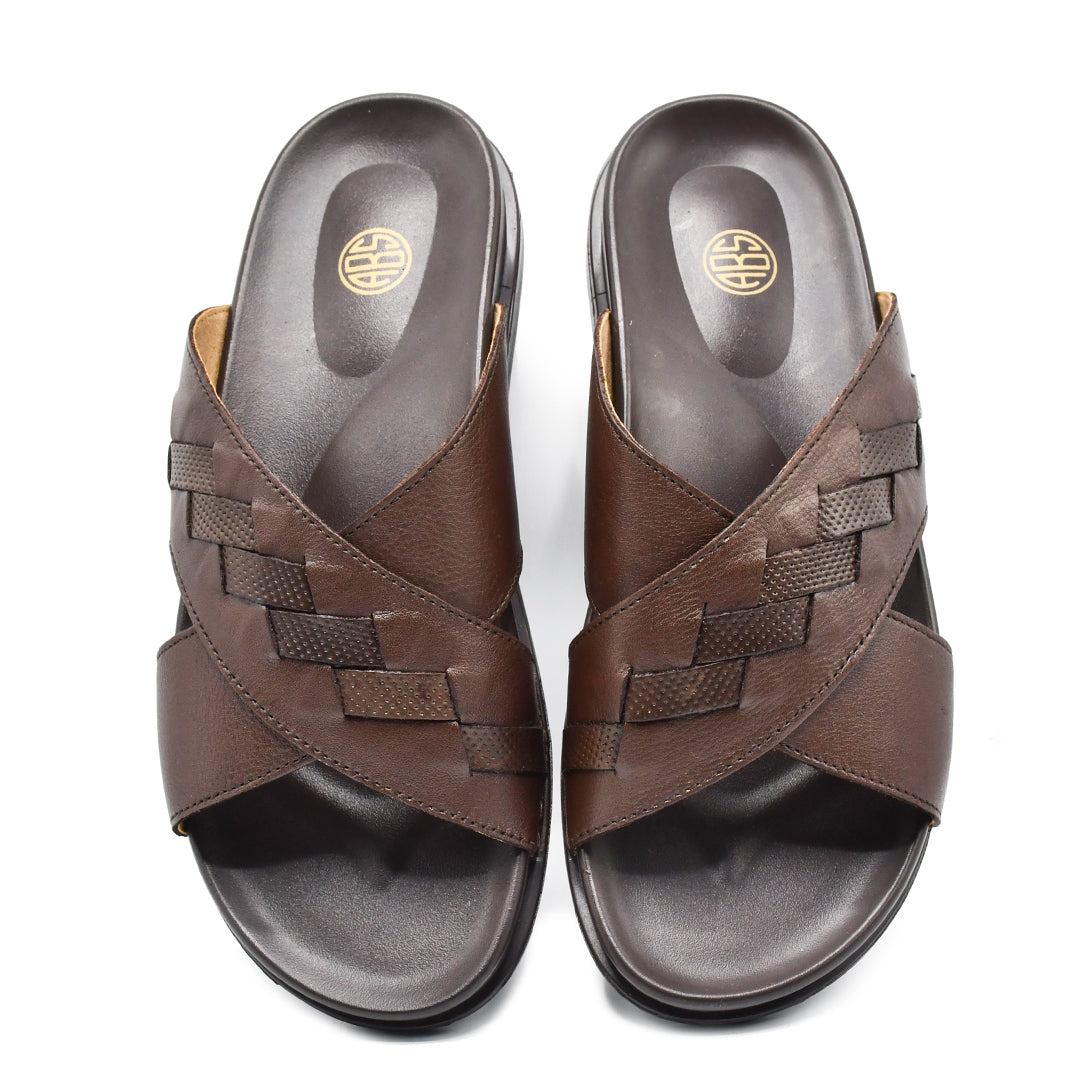 LEATHER SLIPPER - AR-009 BROWN