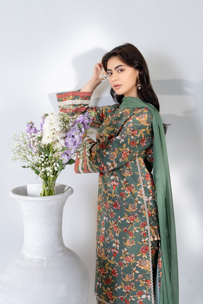 2 PIECE - PRINTED LAWN SUIT - DAISY