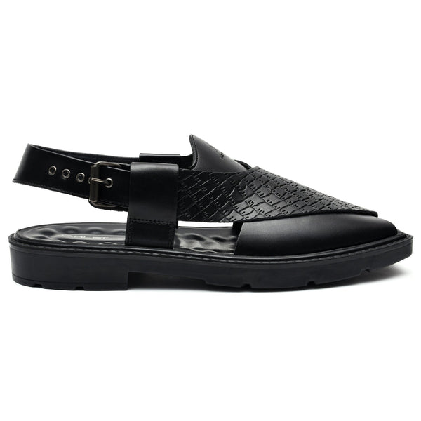 LEATHER PESHAWARI  CHAPPAL - PAHARI-006 BLACK