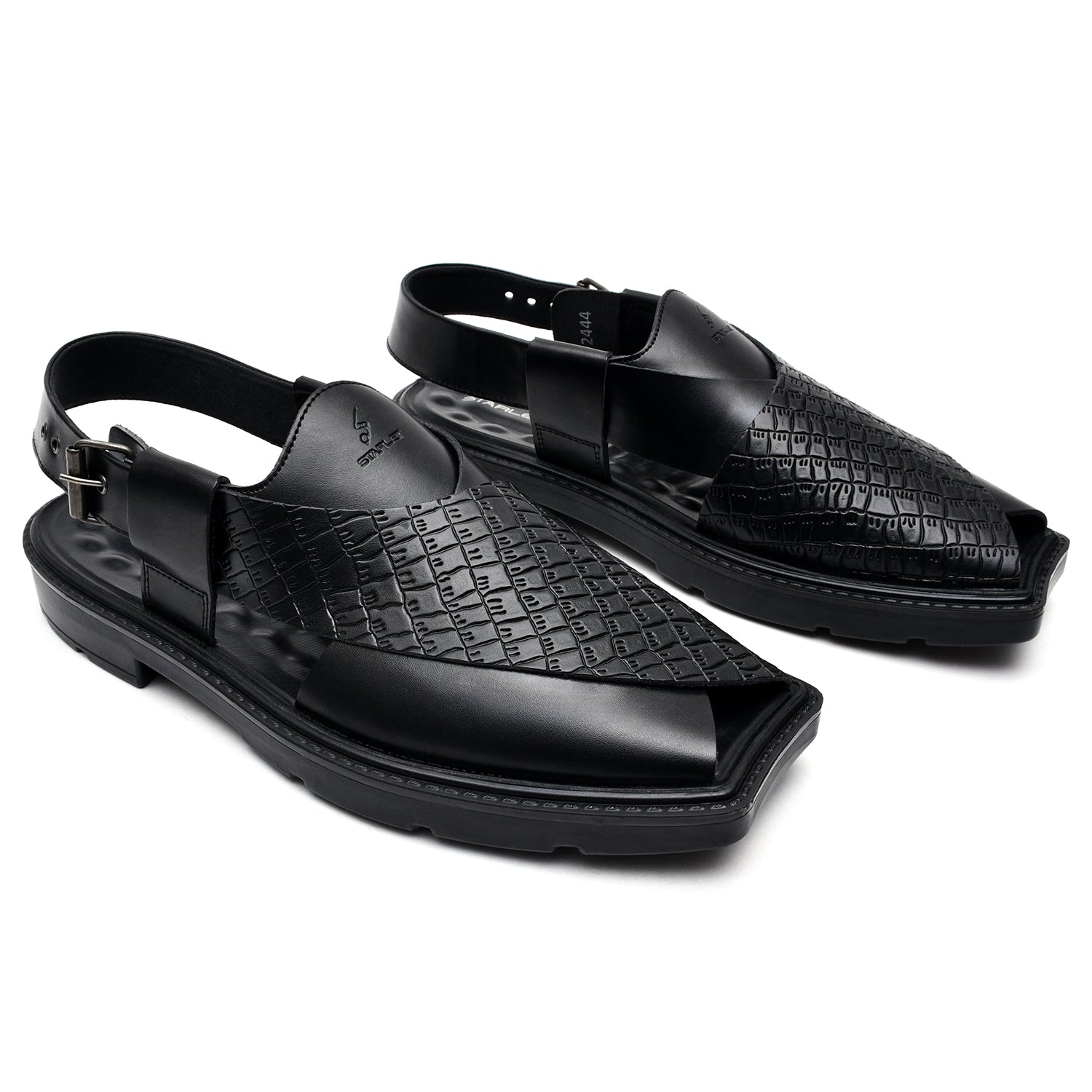 LEATHER PESHAWARI  CHAPPAL - PAHARI-006 BLACK