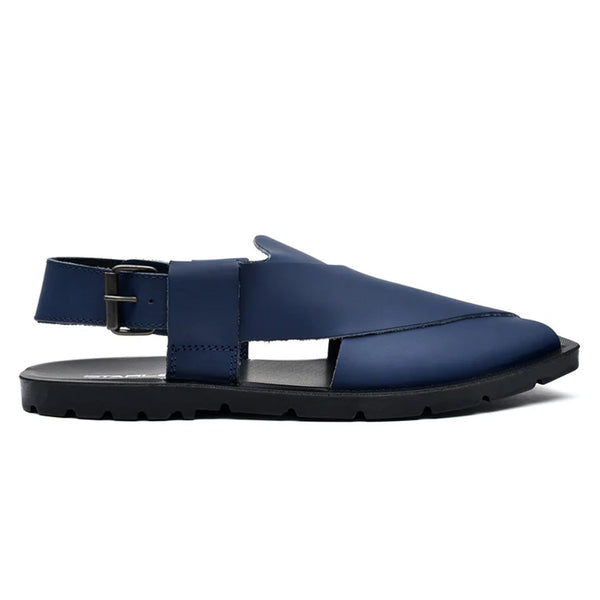 LEATHER PESHAWARI  CHAPPAL - NPT-01 BLUE
