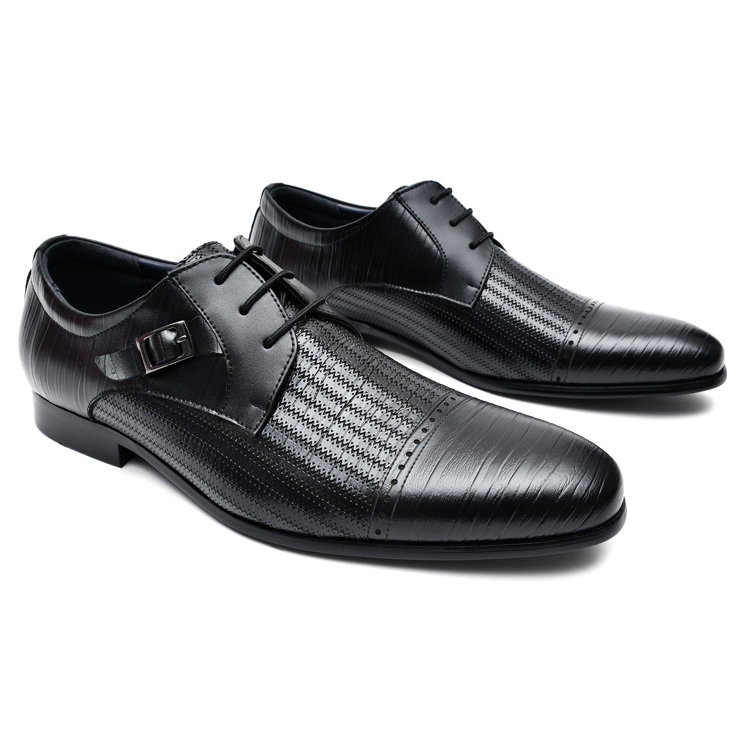 LEATHER SHOES - A1278-6 BLACK