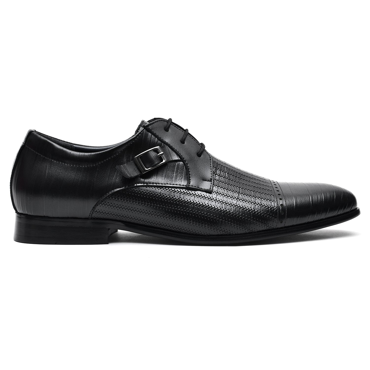 LEATHER SHOES - A1278-6 BLACK