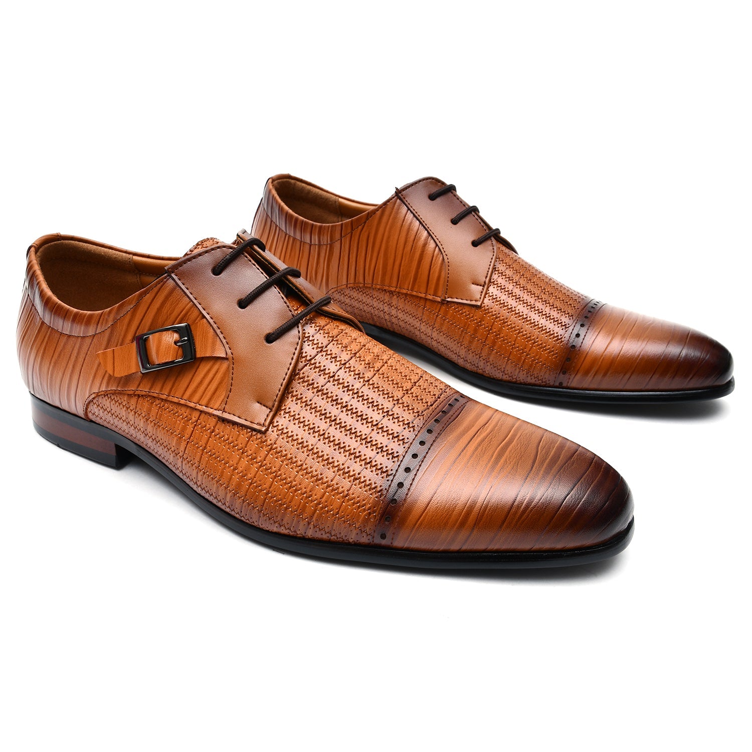 LEATHER SHOES - A1278-6 BROWN