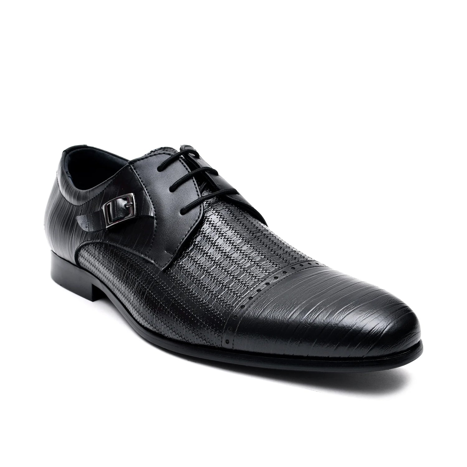 LEATHER SHOES - A1278-6 BLACK