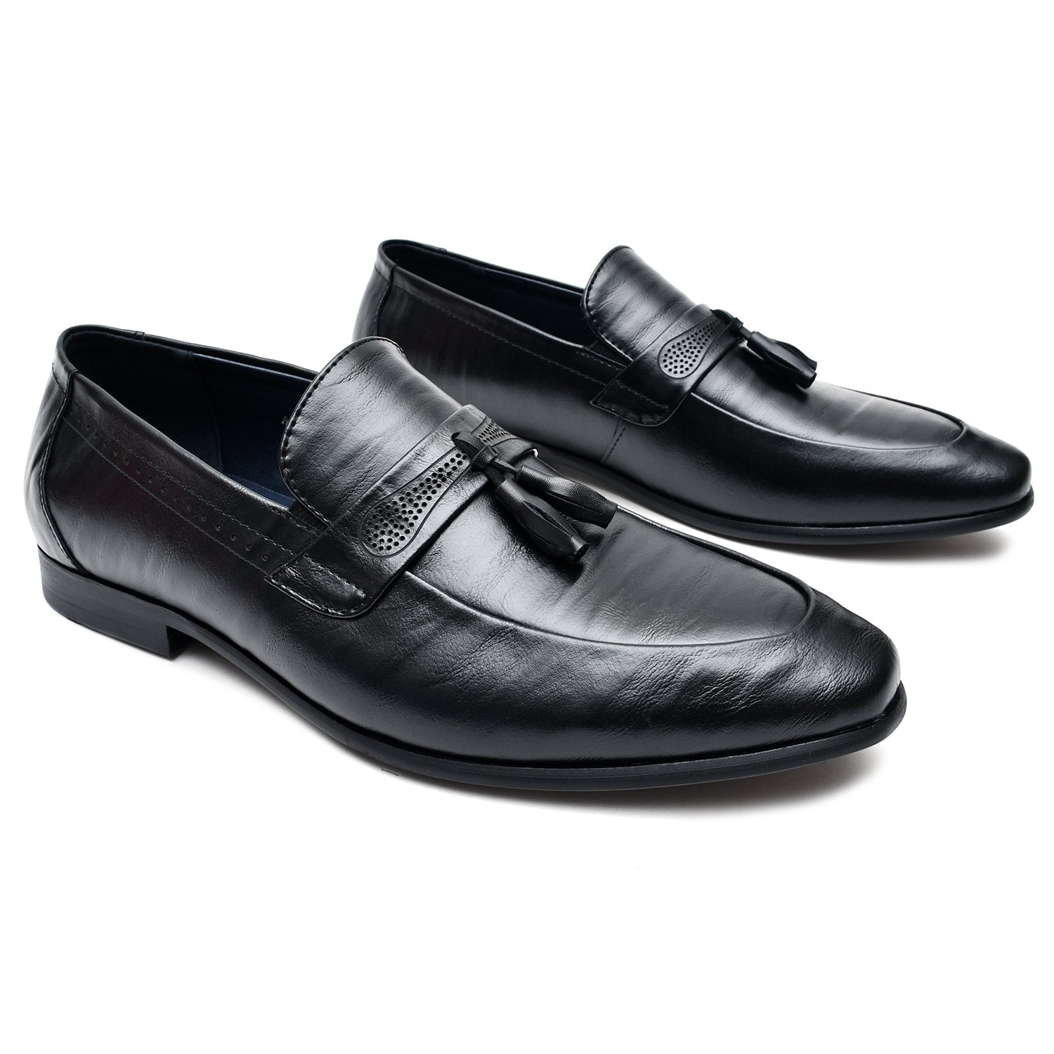 LEATHER SHOES - A9133-7A BLACK