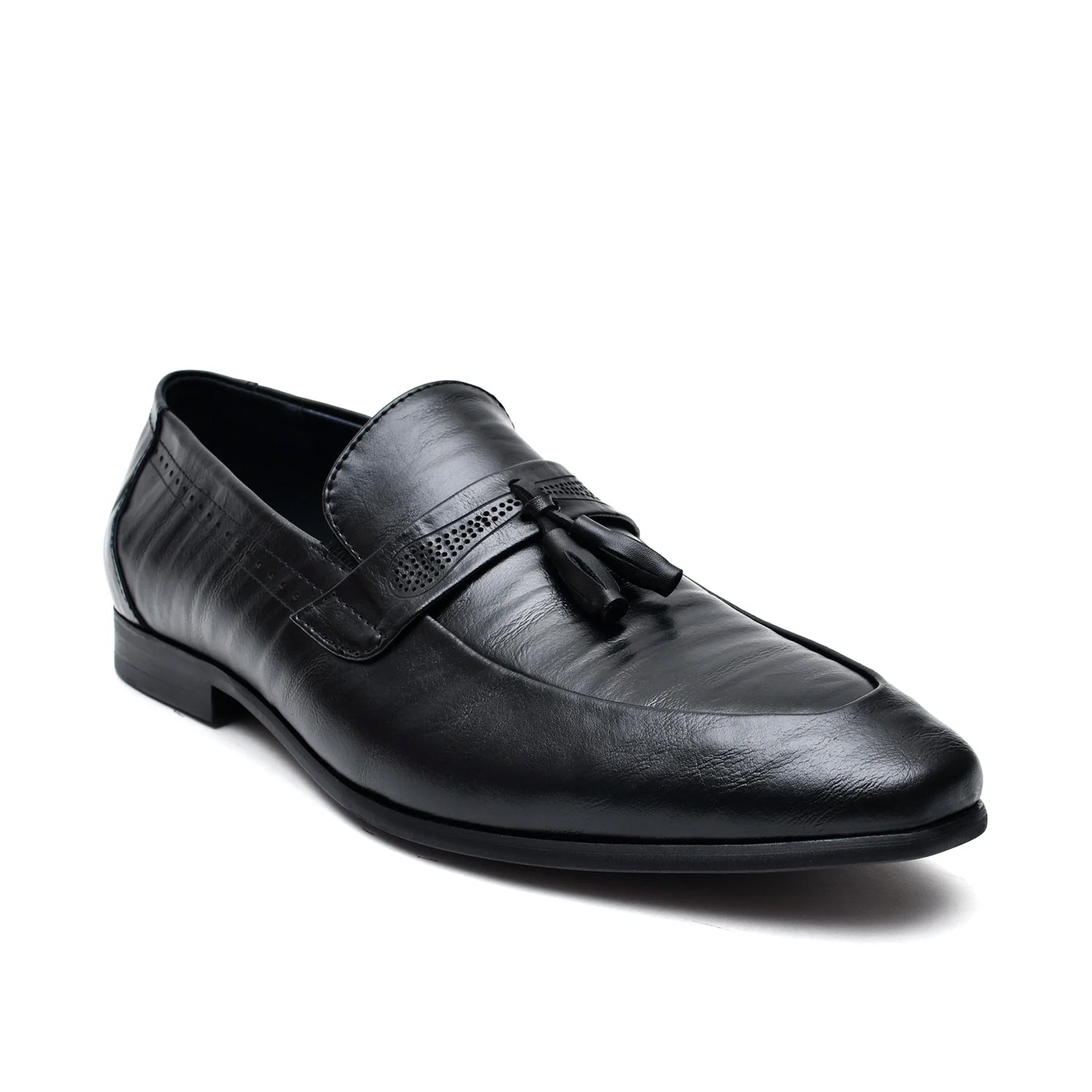 LEATHER SHOES - A9133-7A BLACK