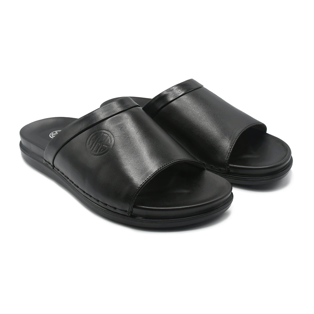 LEATHER SLIPPER - AR-005 BLACK