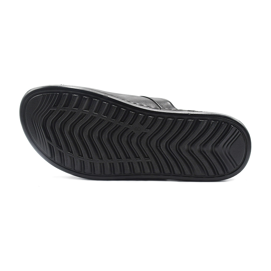 LEATHER SLIPPER - AR-005 BLACK