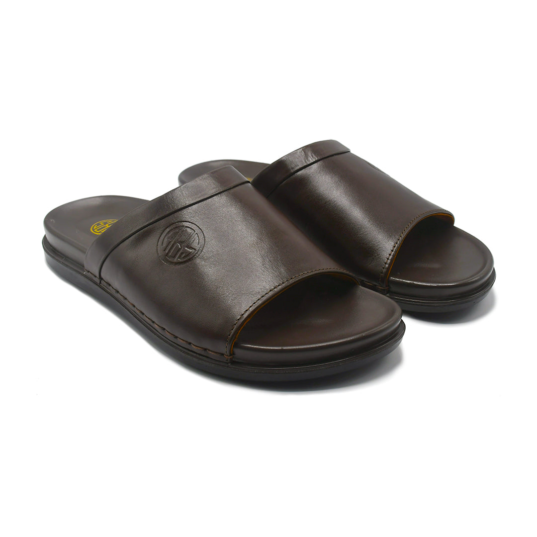 LEATHER SLIPPER - AR-005 BROWN