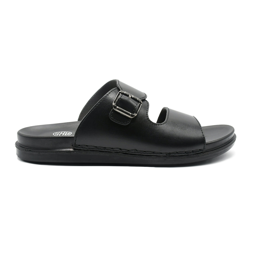 LEATHER SLIPPER - AR-006 BLACK