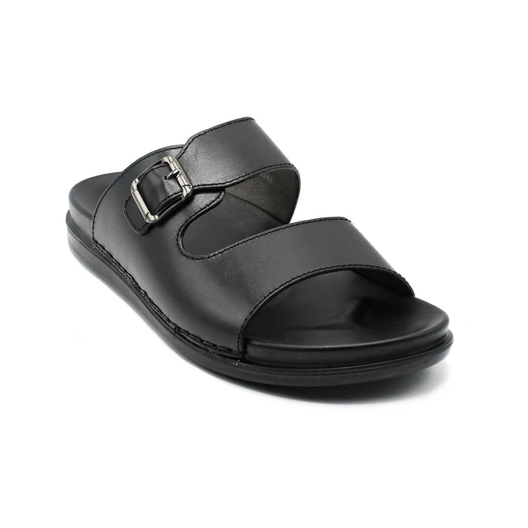 LEATHER SLIPPER - AR-006 BLACK