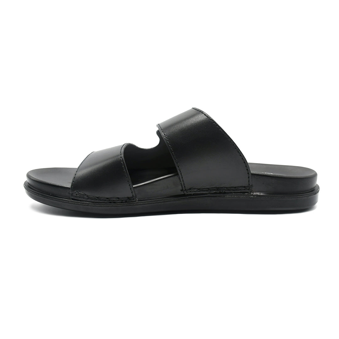 LEATHER SLIPPER - AR-006 BLACK