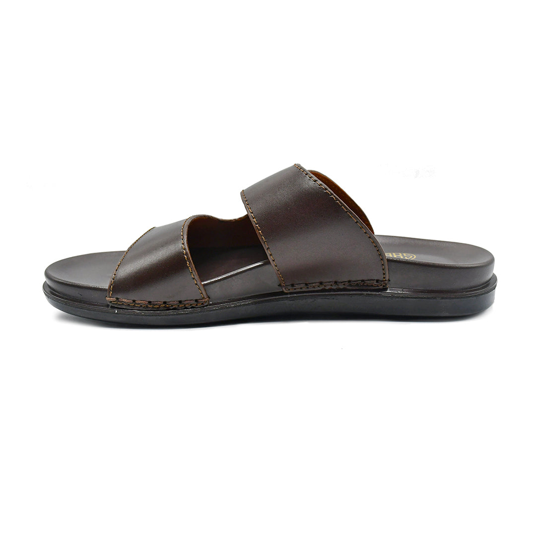 LEATHER SLIPPER - AR-006 BROWN