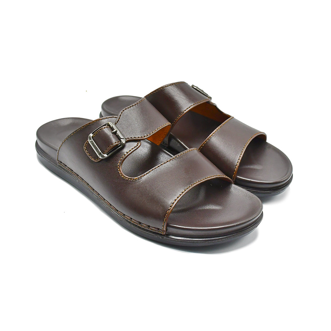 LEATHER SLIPPER - AR-006 BROWN