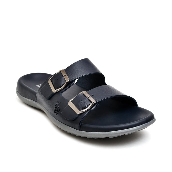 LEATHER SLIPPER - ANG-0037 NAVY