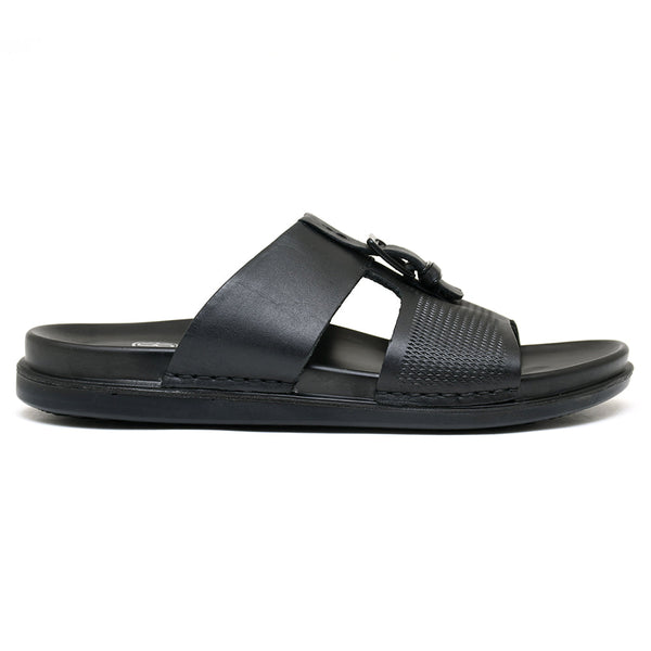 LEATHER SLIPPER - AR-003 BLACK