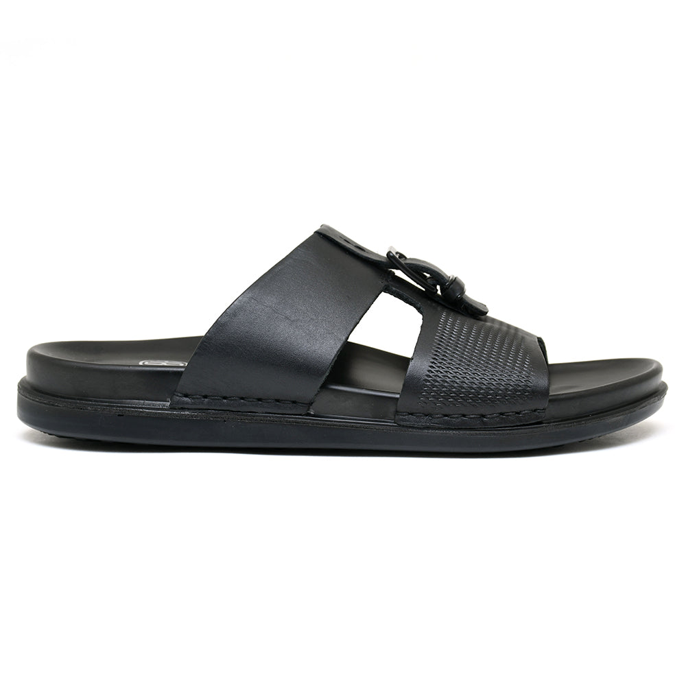 LEATHER SLIPPER - AR-003 BLACK