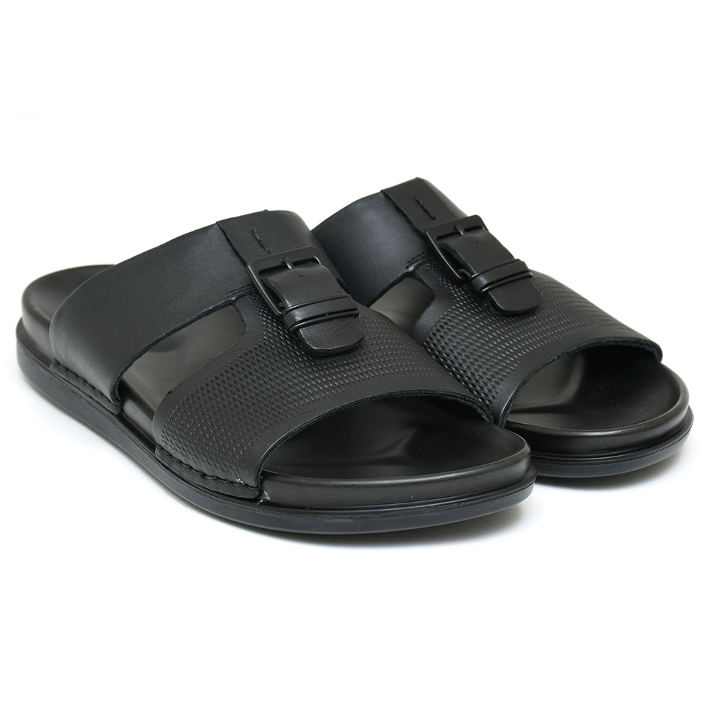 LEATHER SLIPPER - AR-003 BLACK