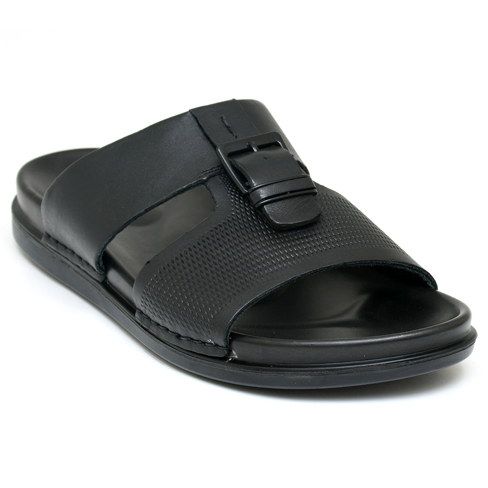 LEATHER SLIPPER - AR-003 BLACK