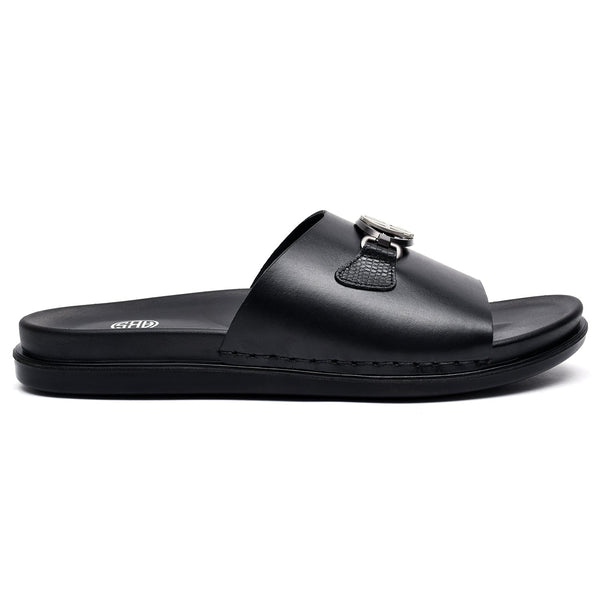 LEATHER SLIPPER - AR-015 BLACK