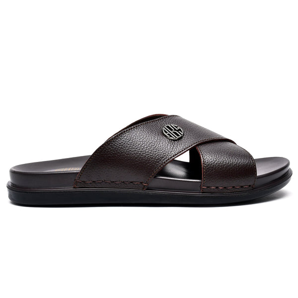 LEATHER SLIPPER - AR-017 BROWN